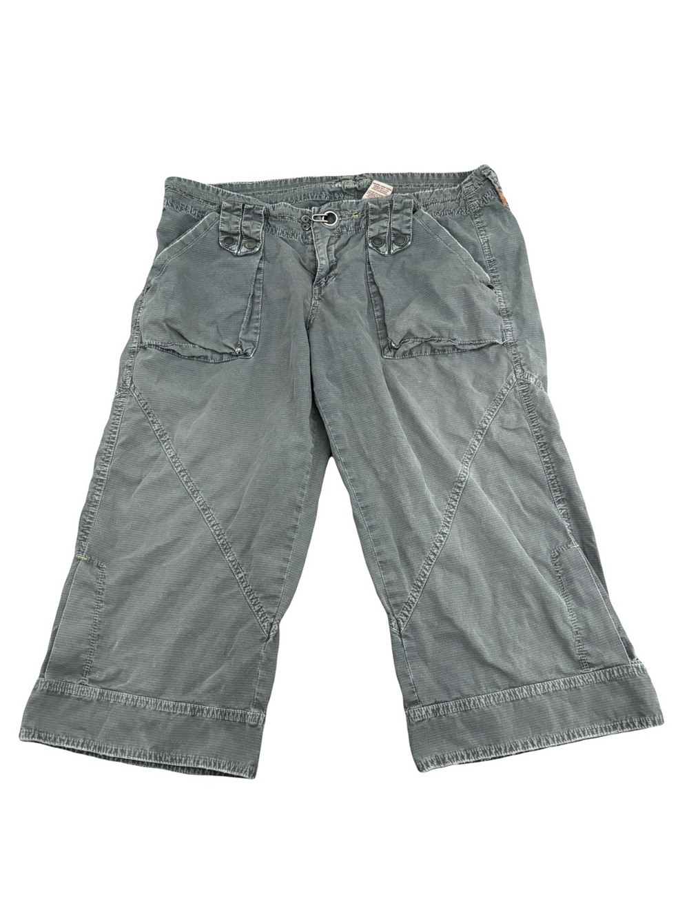 !it jeans Green Cropped Low Rise Wide-Leg Cargo Capris